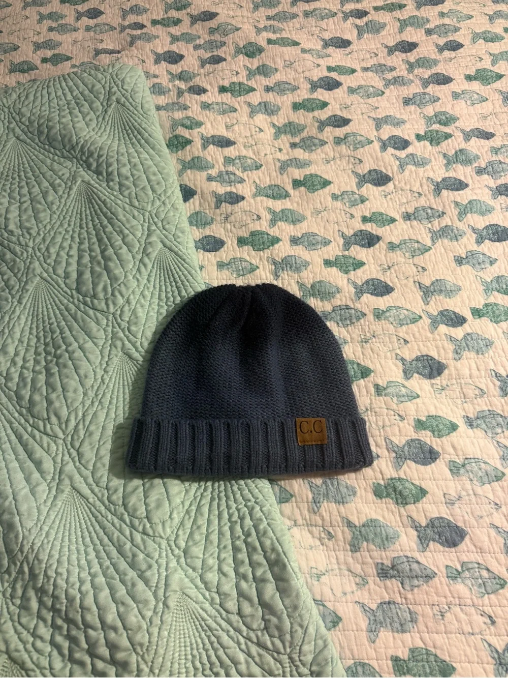 C.C Blue Knit Cuffed Beanie